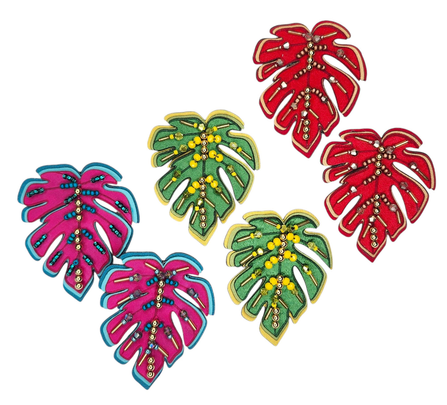 Maxi Monstera Leaf Earrings with Stud Base