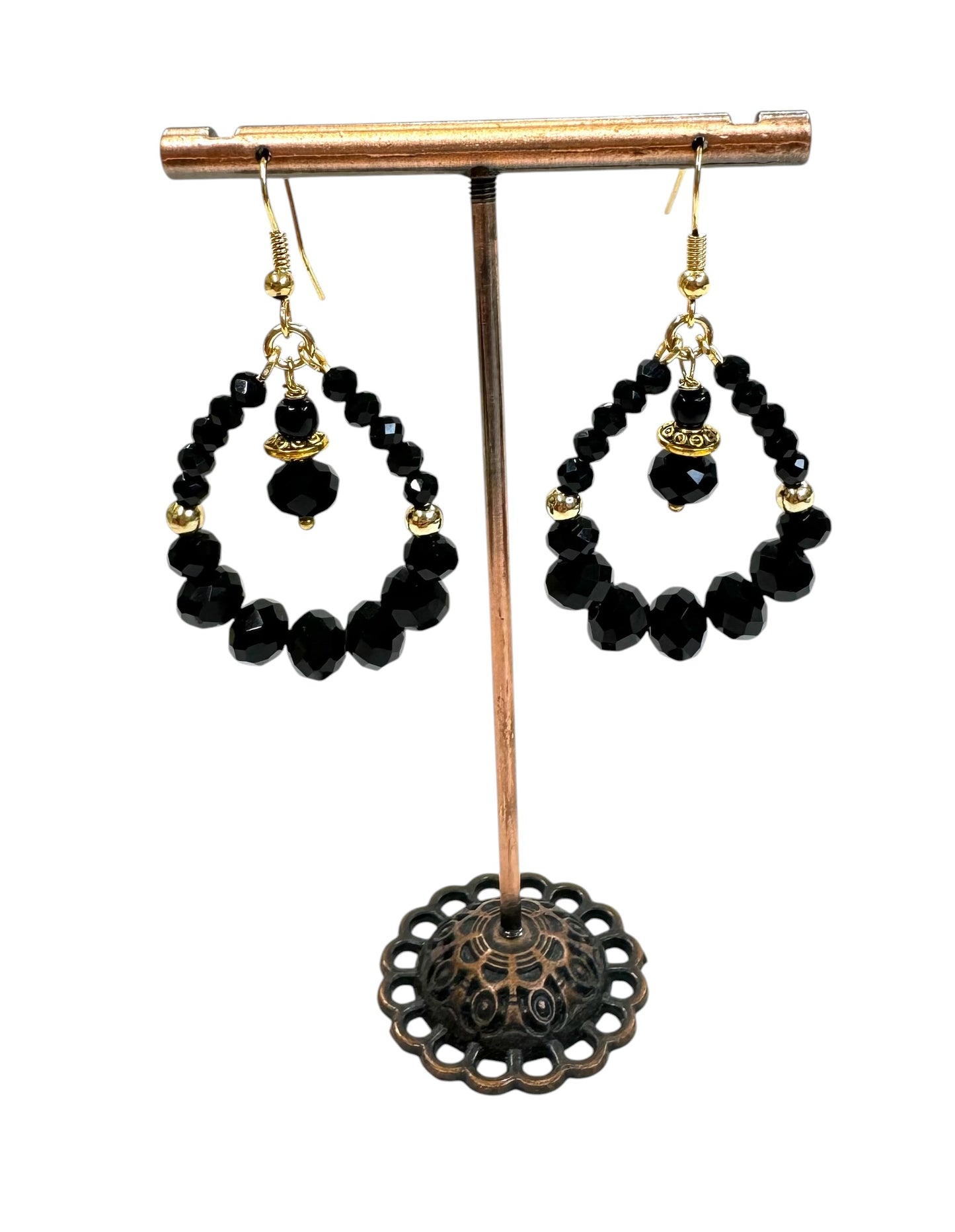 Pendientes extravagantes negros de Cristales