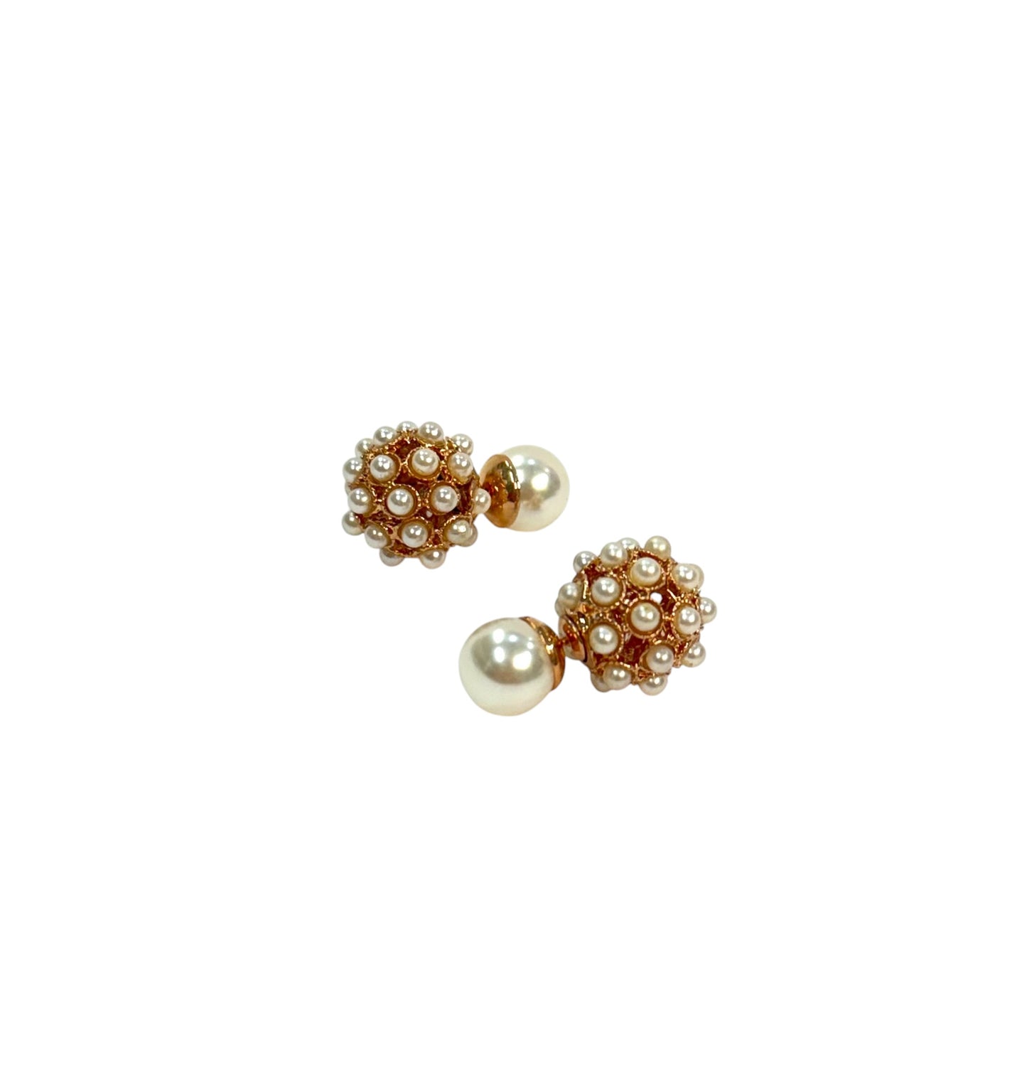 Pendientes doble bola con imitación de perlas