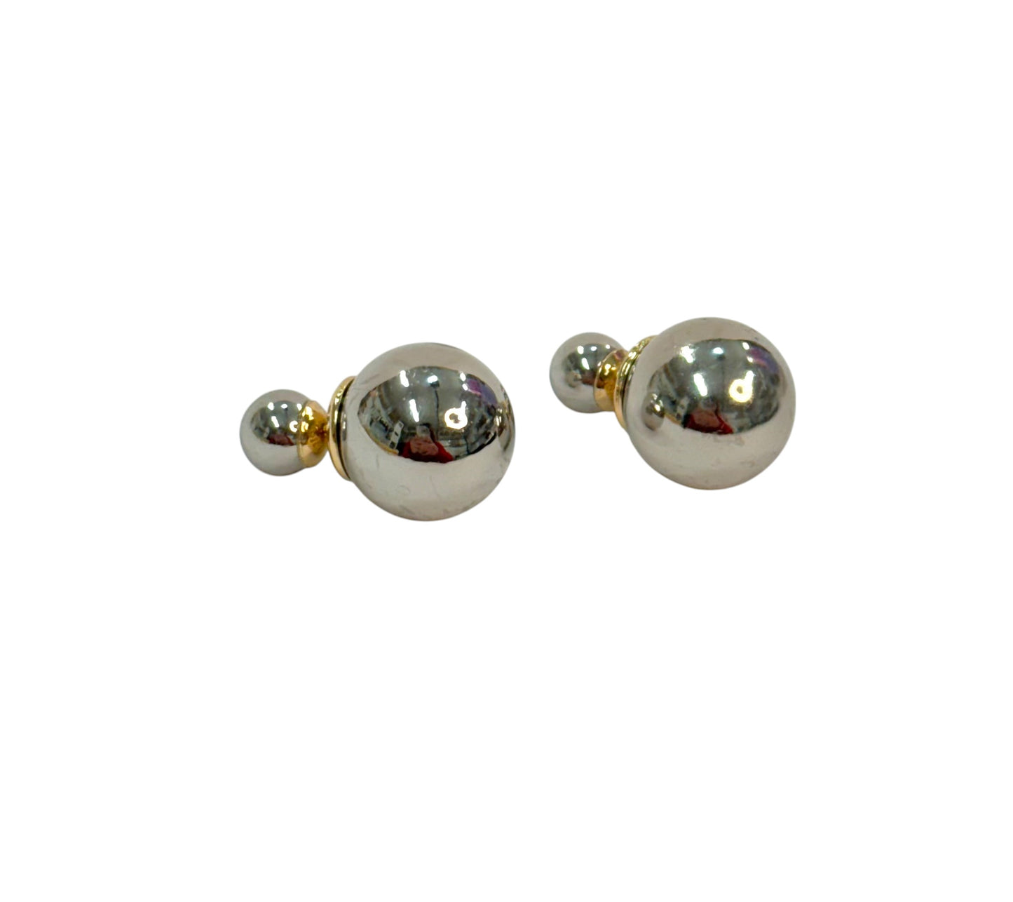 Pendientes Doble Bola Metalizados