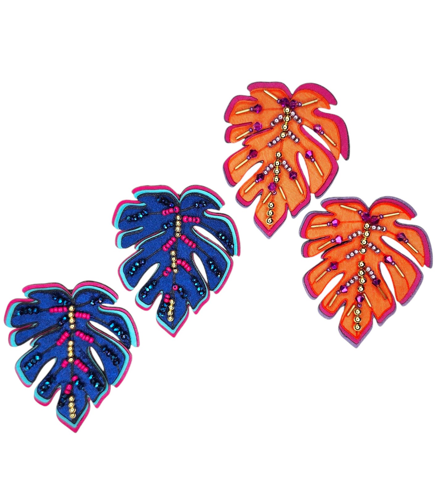 Maxi Monstera Leaf Earrings with Stud Base