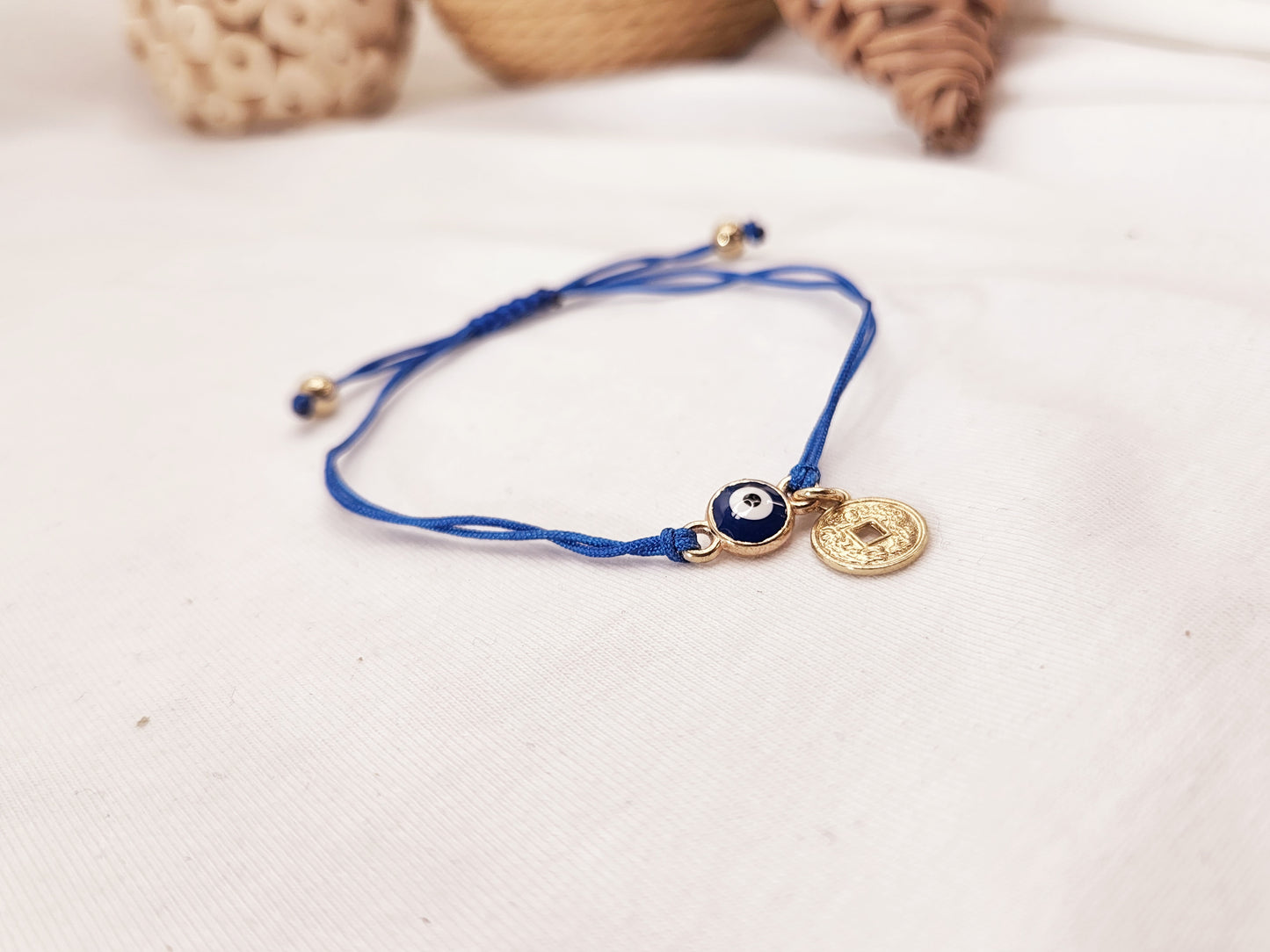 Pulsera de Hilo con Ojo - Moneda - Hamsa