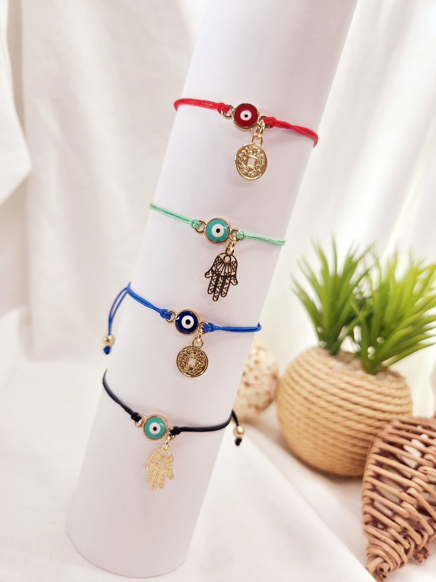 Pulsera de Hilo con Ojo - Moneda - Hamsa