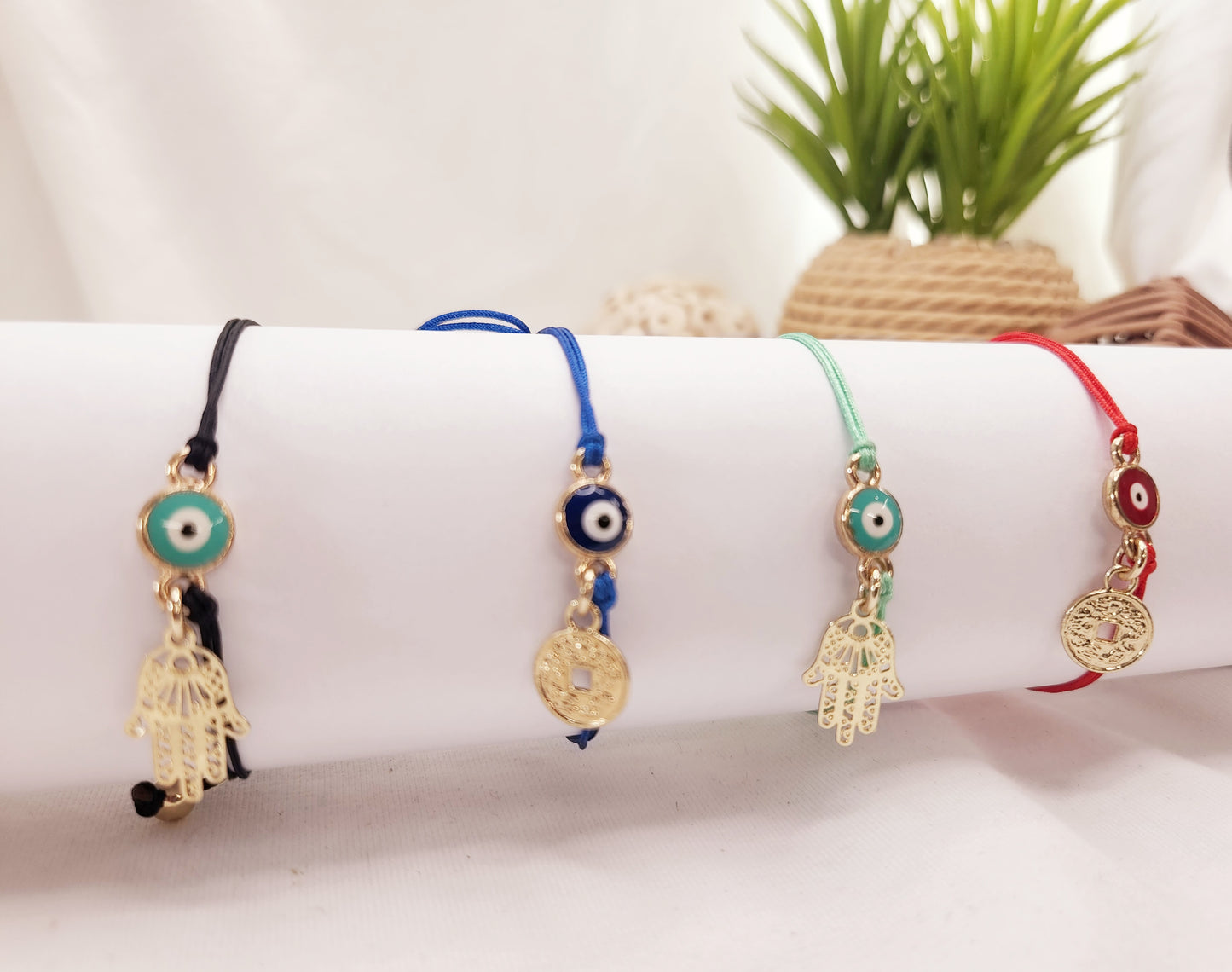 Pulsera de Hilo con Ojo - Moneda - Hamsa