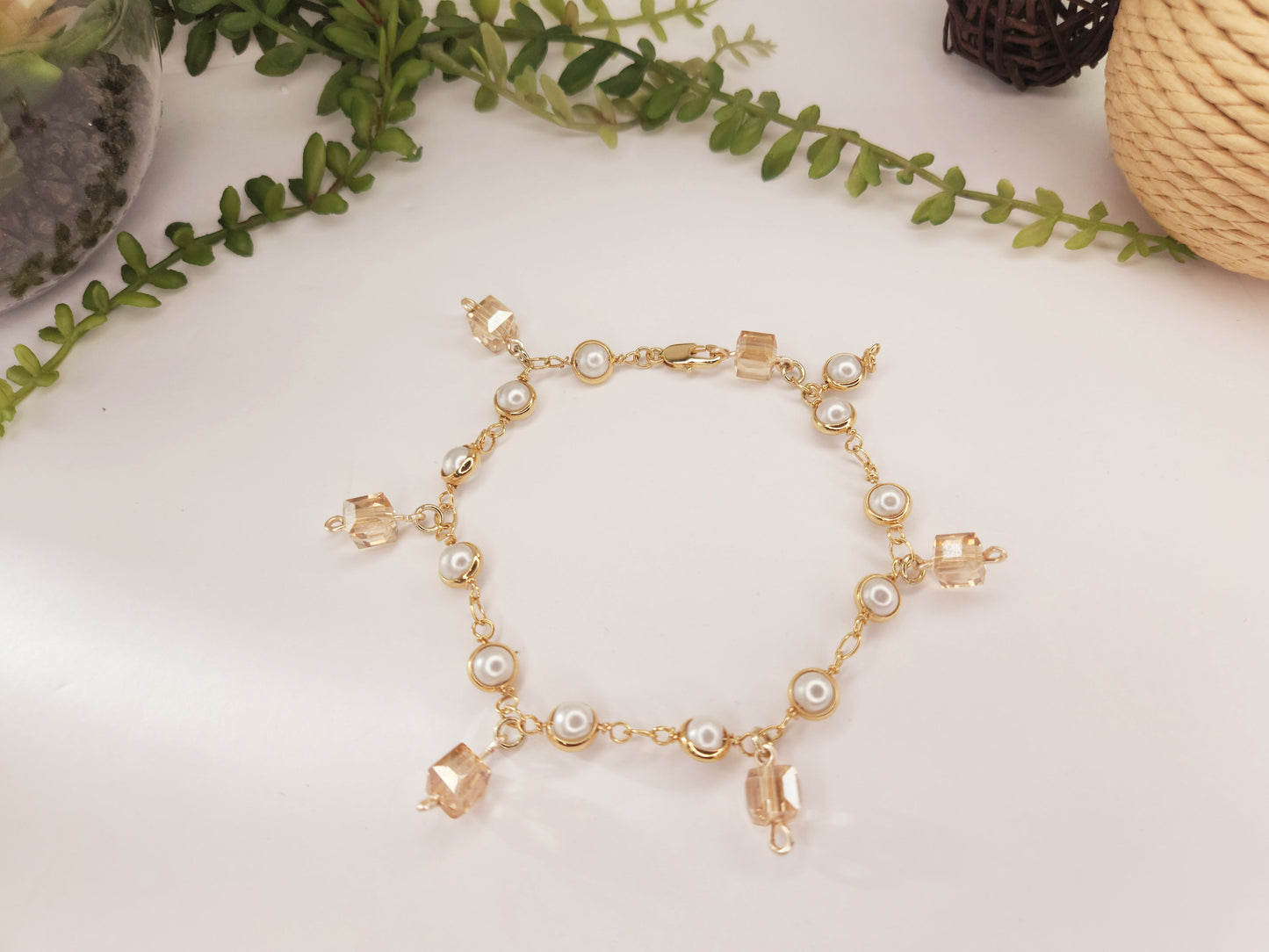 Gold Plated Anklet "Pearl set"