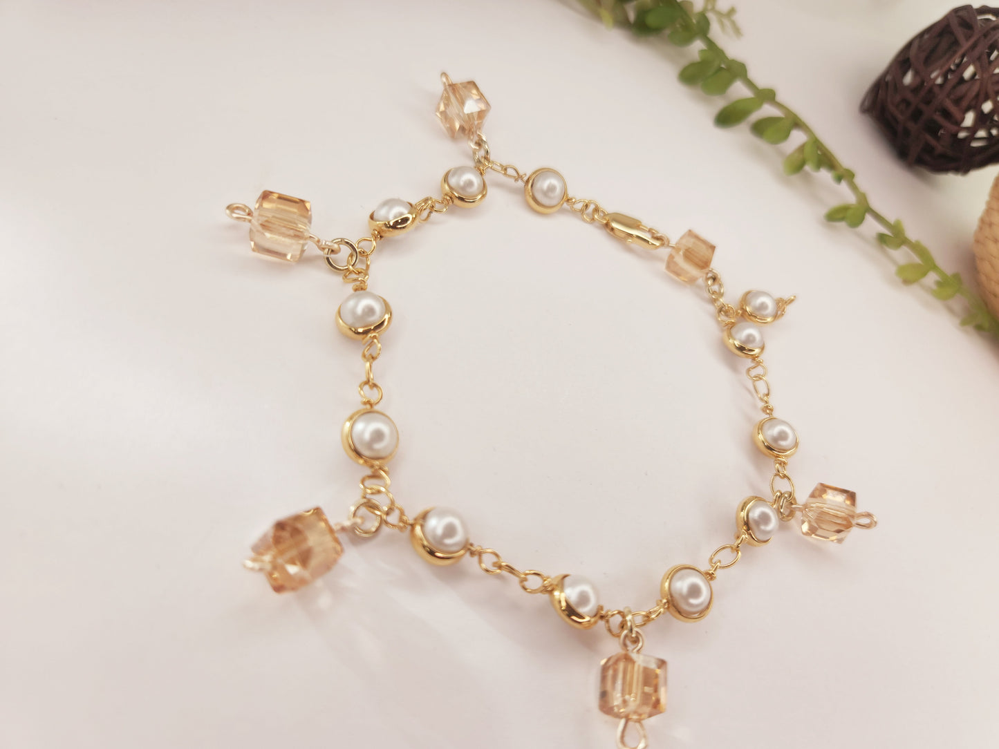 Gold Plated Anklet "Pearl set"
