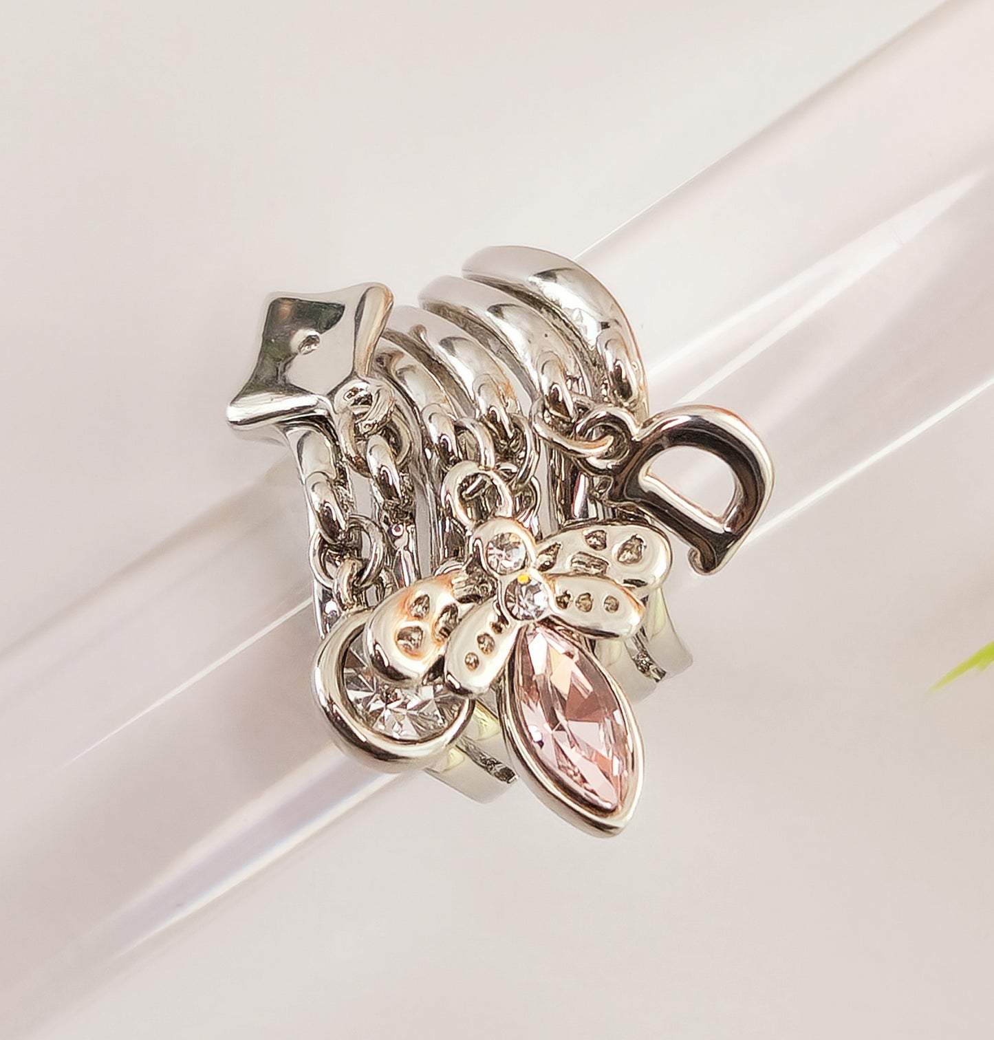 Nina Ring with Dragonfly Charms and Crystals