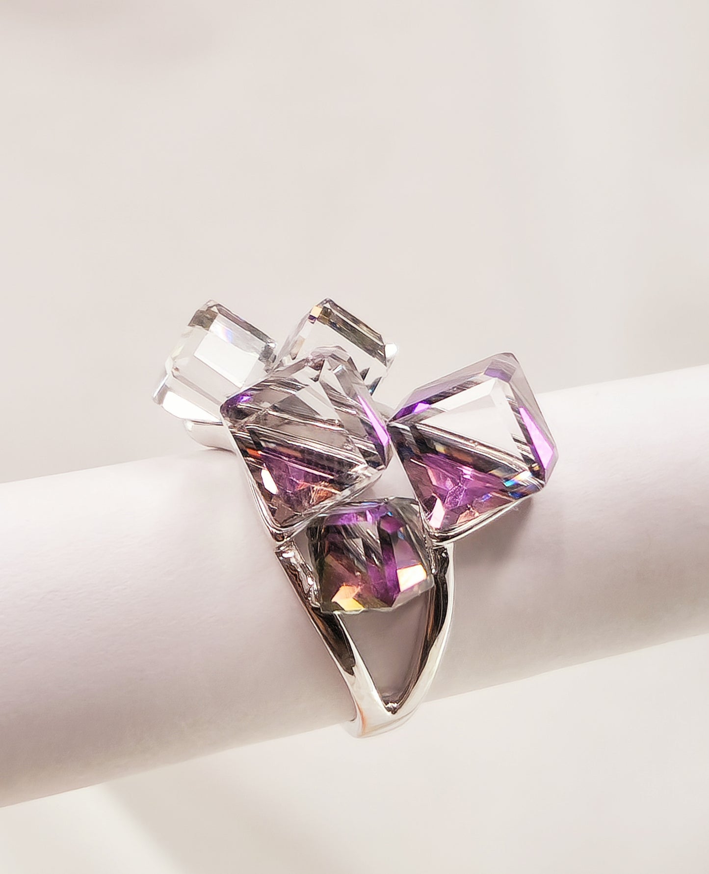 Talia Silver Ring with Multicolor Austrian Crystals