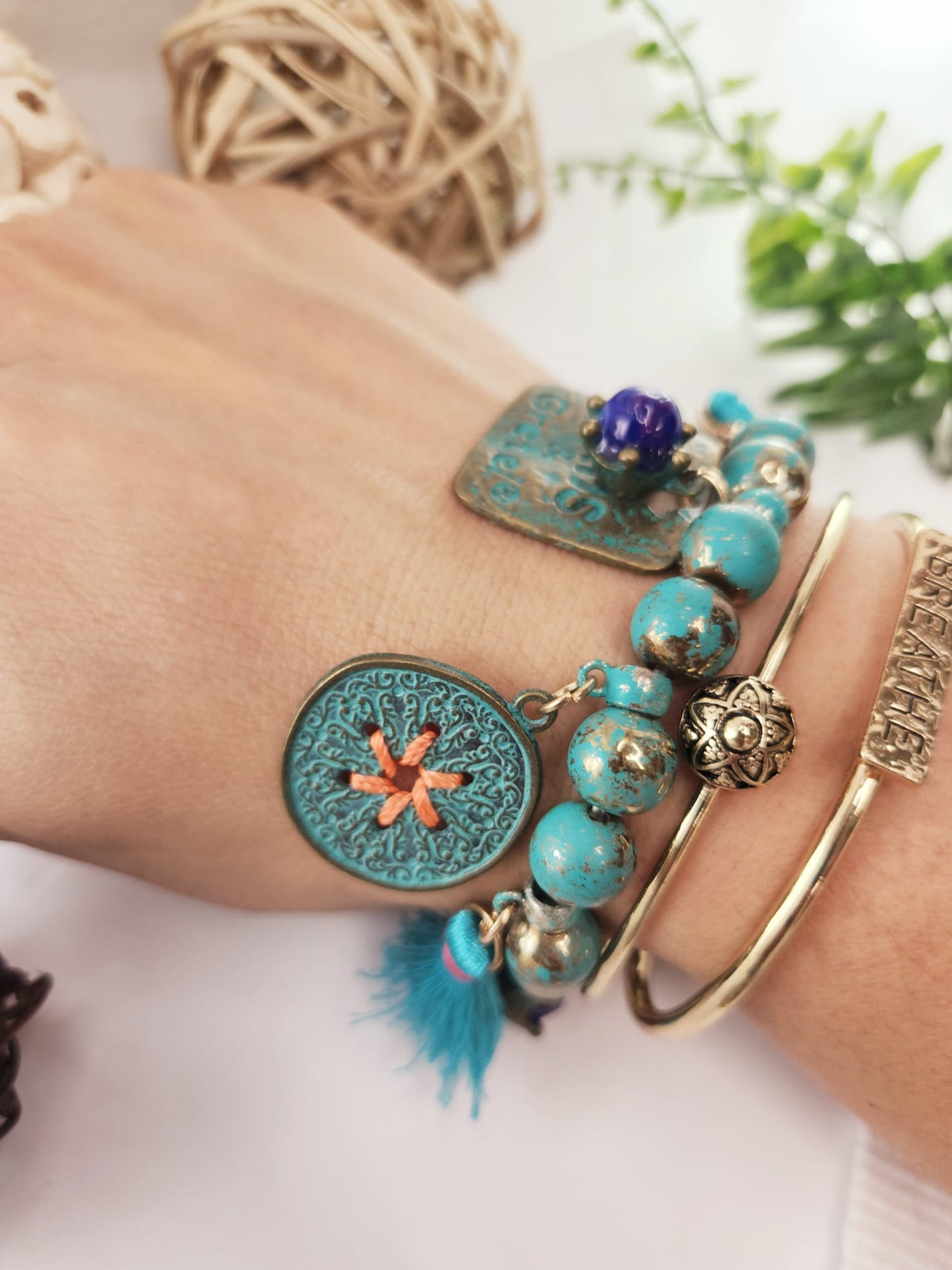 Pulsera de Cuentas metal envejecidas