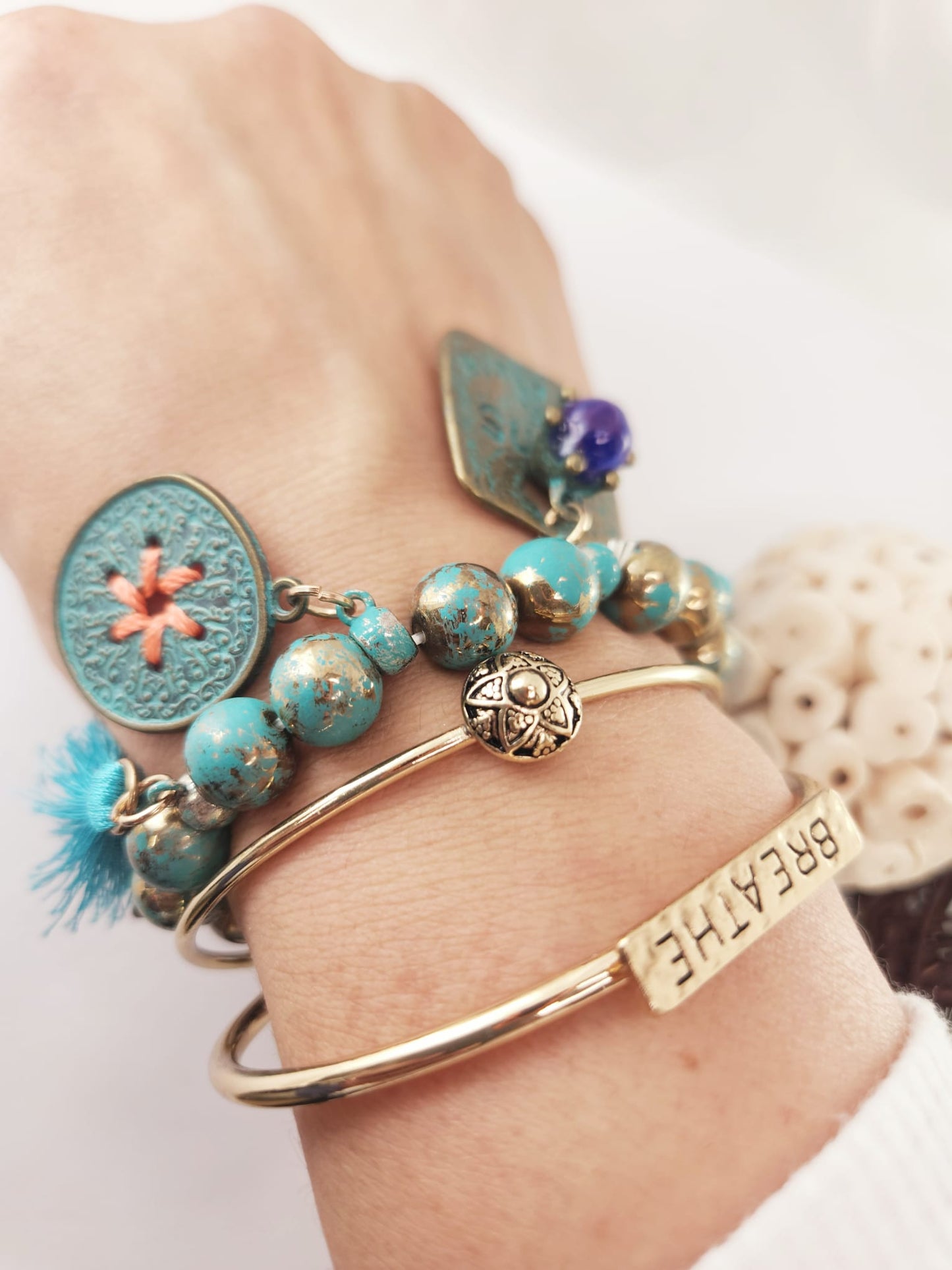 Pulsera de Cuentas metal envejecidas