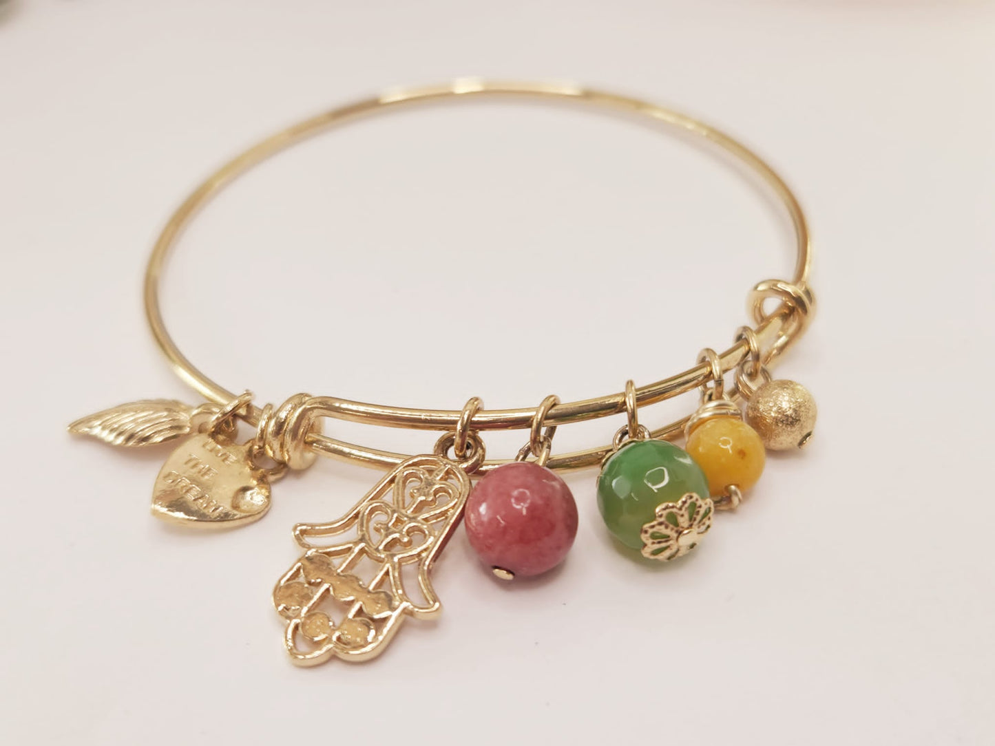 Pulsera Ajustable Oro Laminado - Jade-Ágata