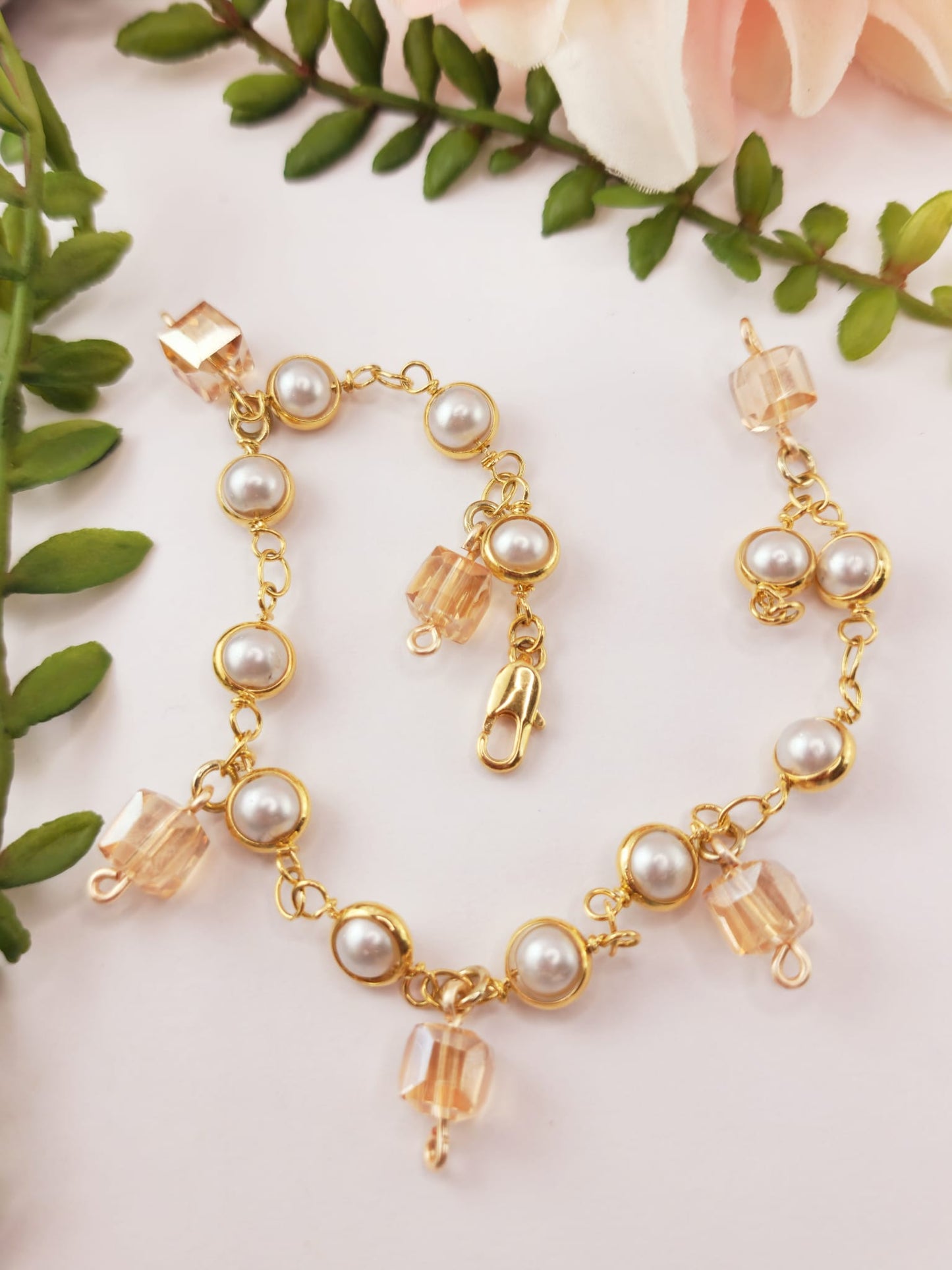 Gold Plated Anklet "Pearl set"