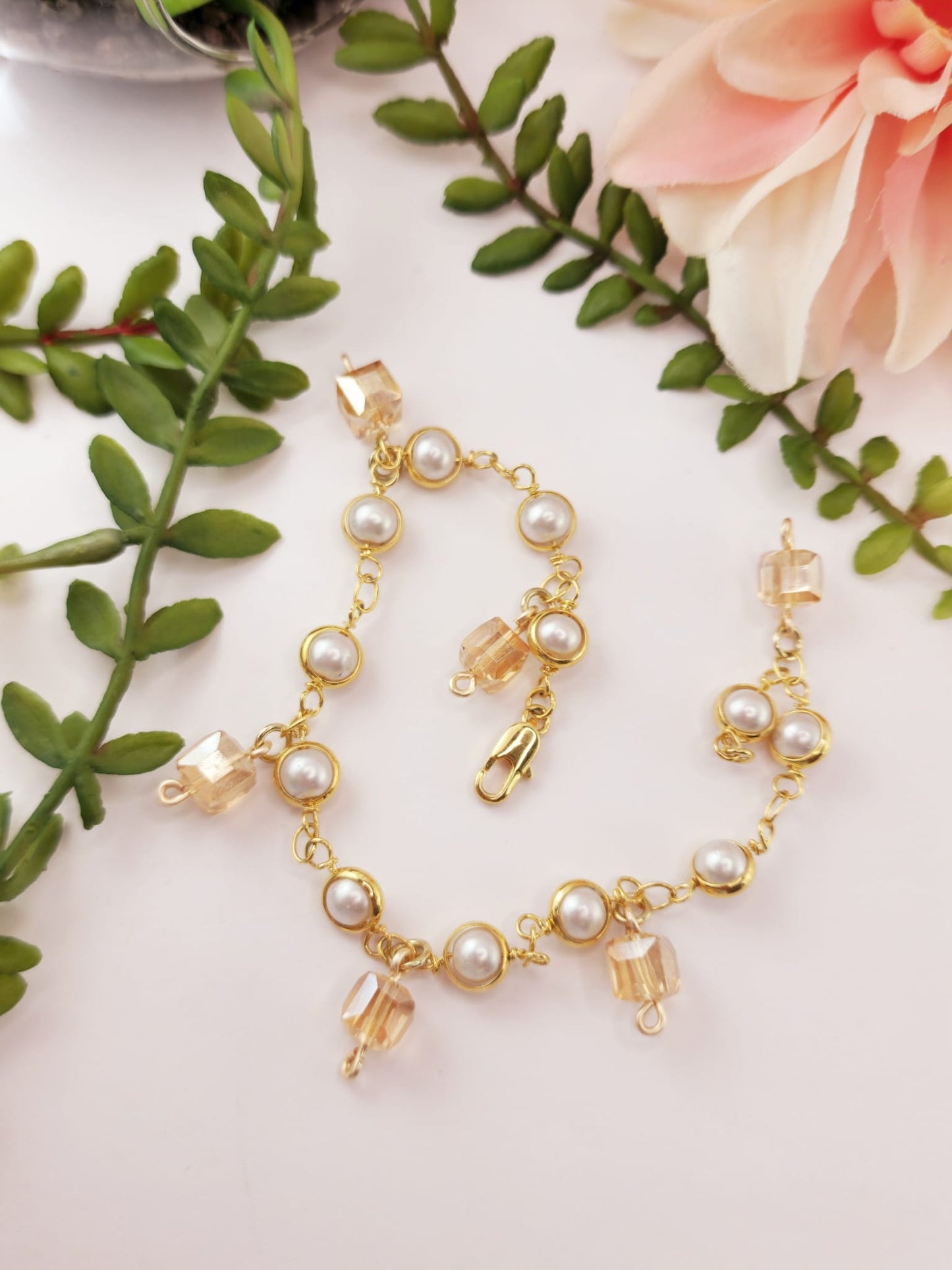 Gold Plated Anklet "Pearl set"