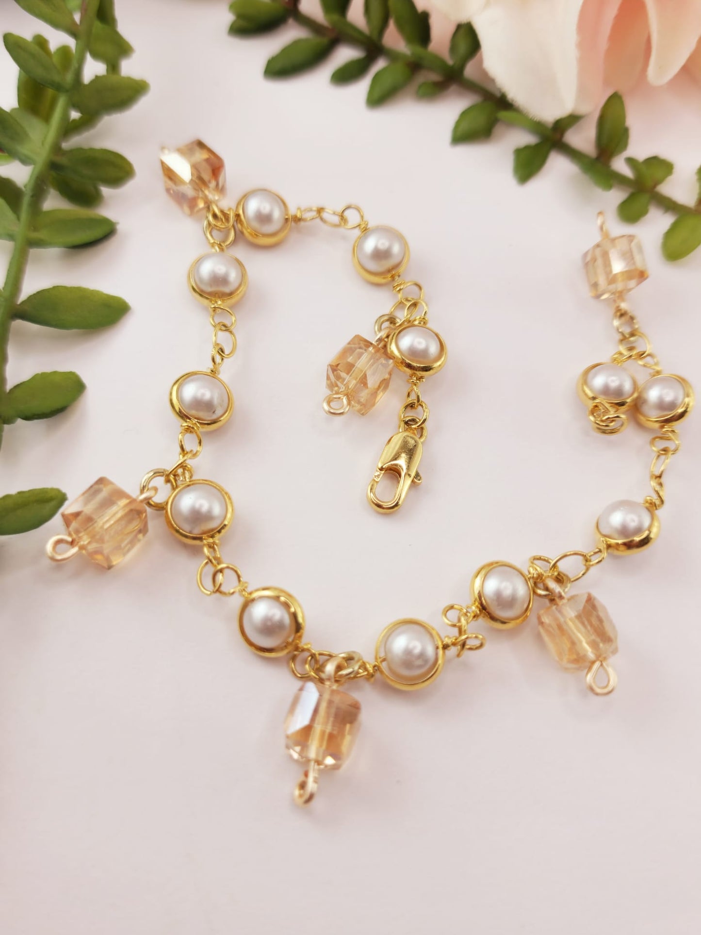 Gold Plated Anklet "Pearl set"