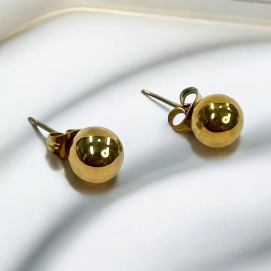 pendientes de Bola 7mm Dorados