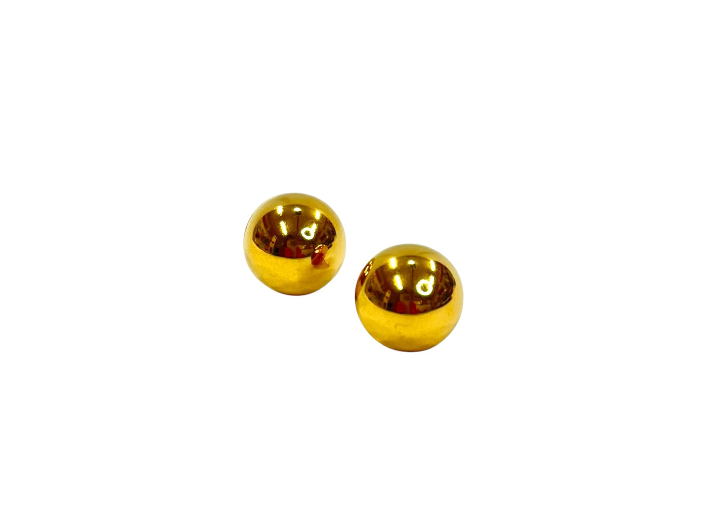 Pendientes Media Bola Color Dorado Acero Inoxidable