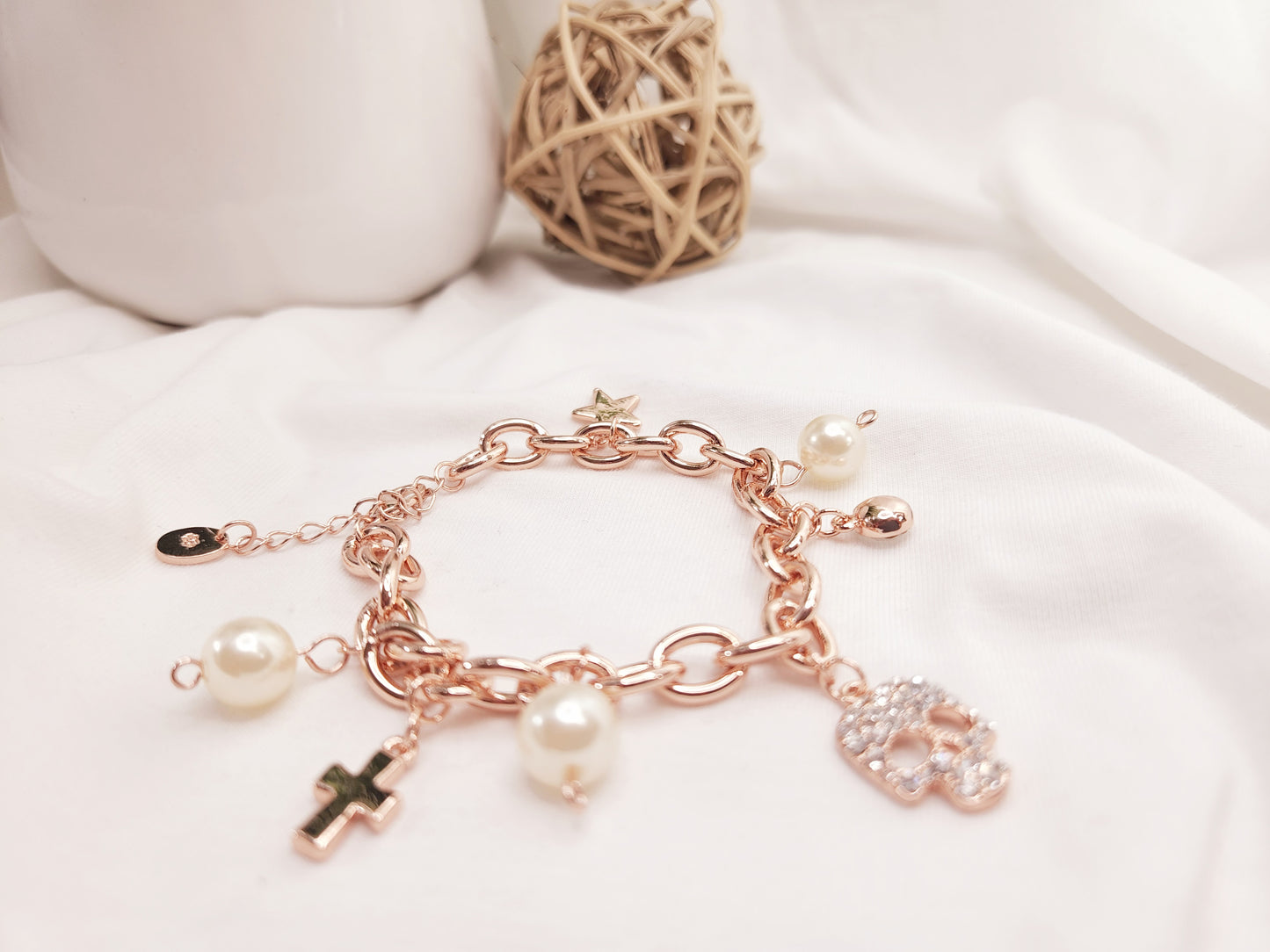 Rose Gold Plated Skull Zirconia Bracelet