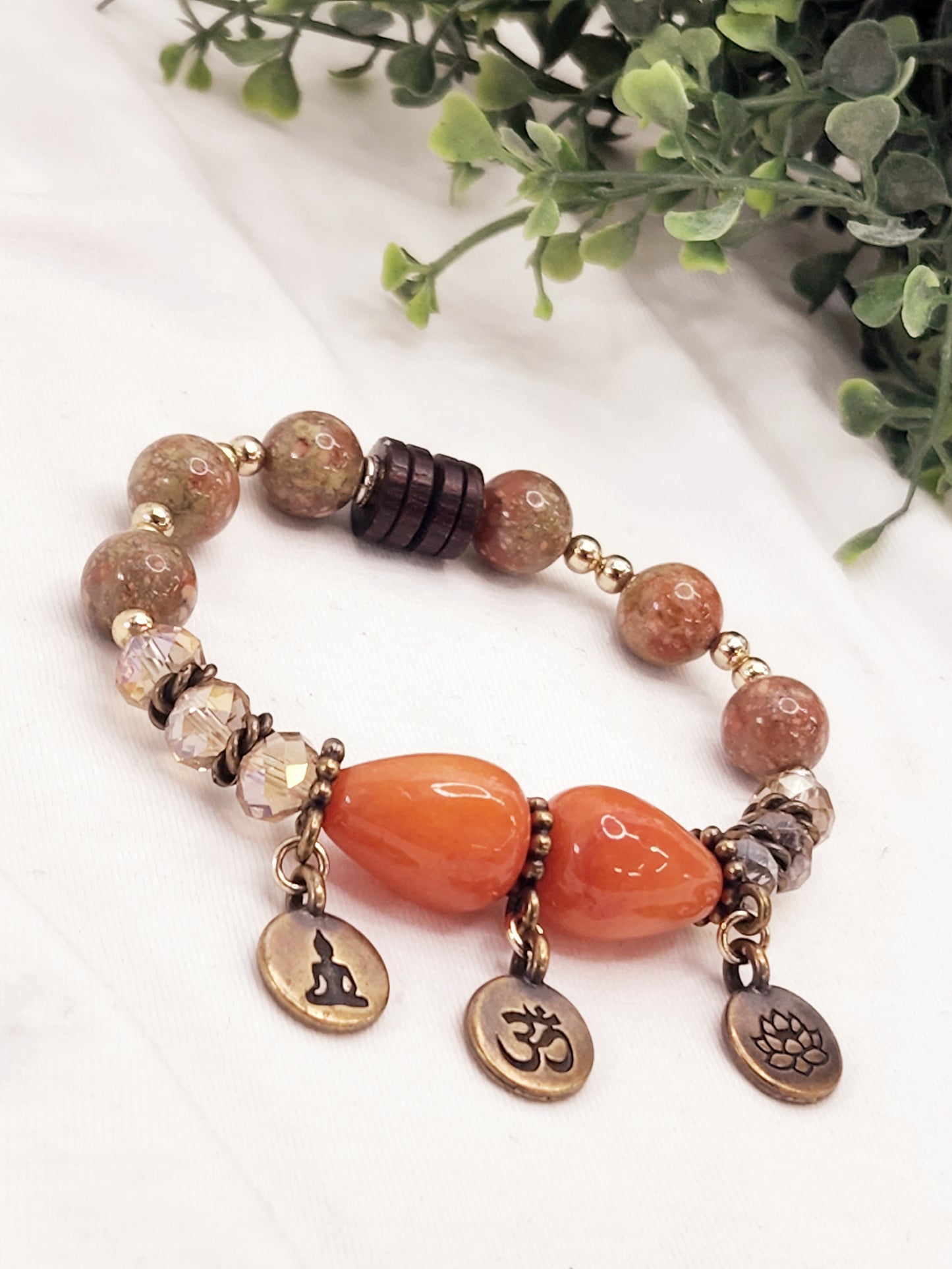 Jade and Crazy Agate Bracelet