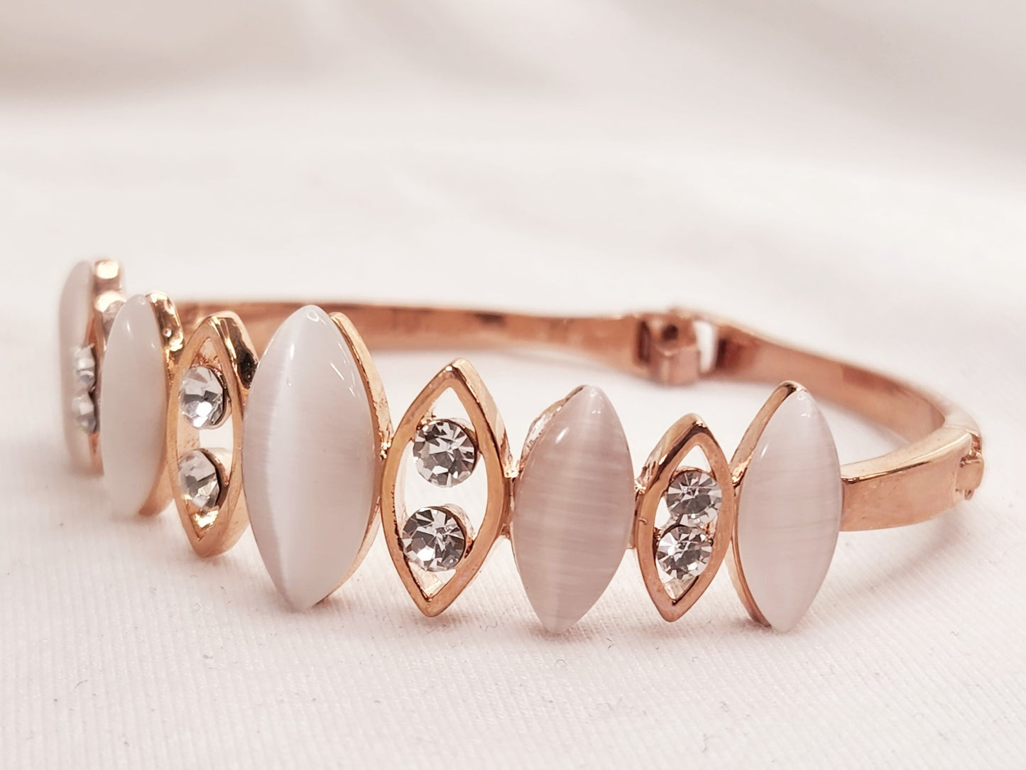 Rose Gold Plated Bracelet with Crystals and Moonstone