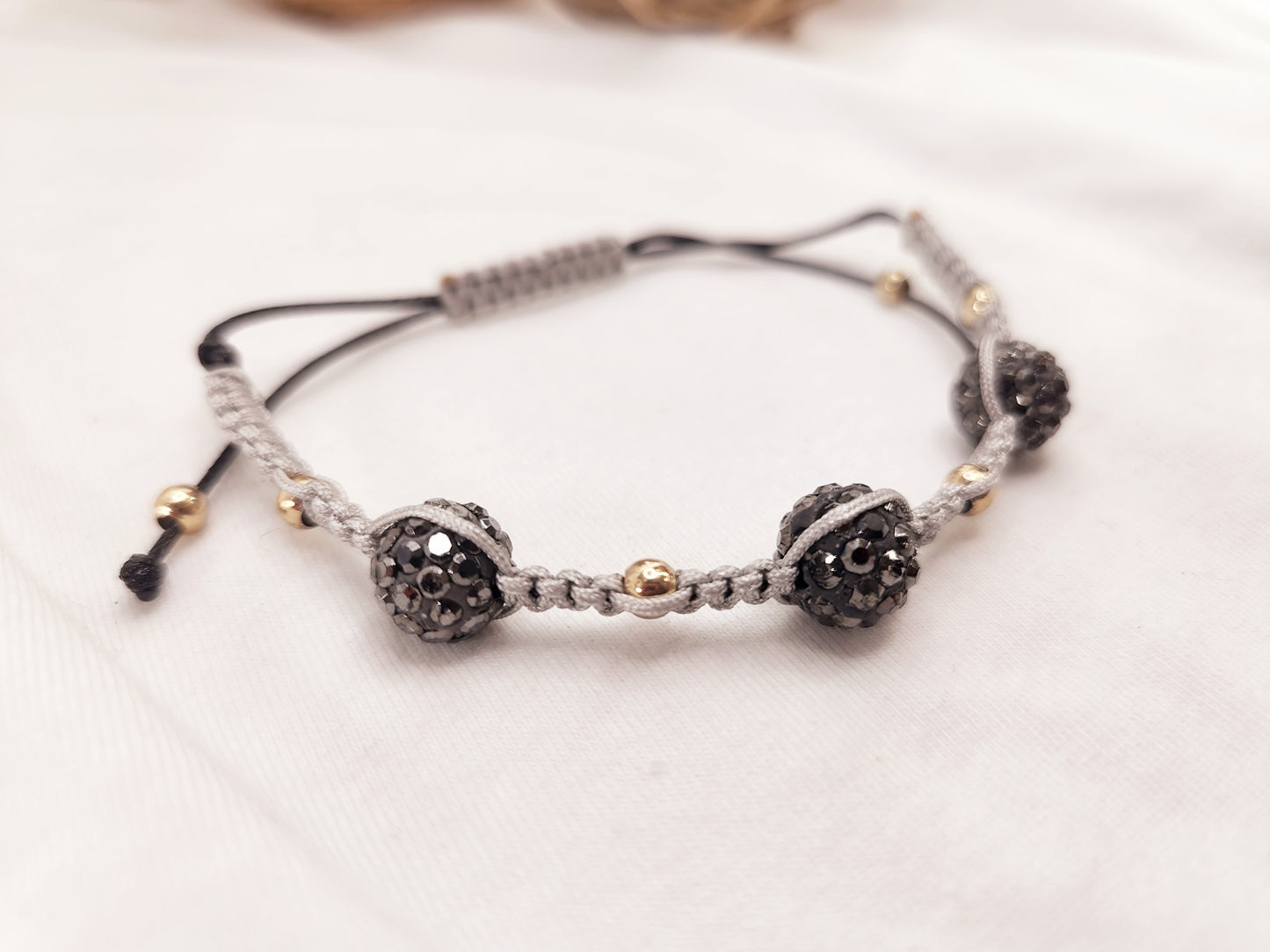 Clay bead bracelets with crystals