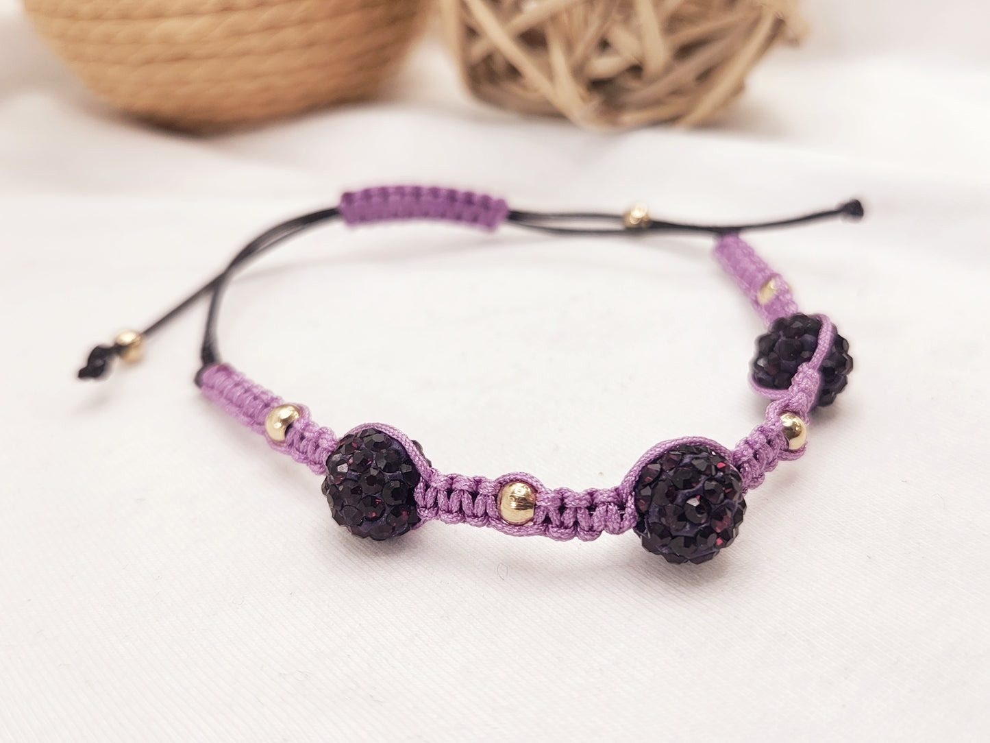 Clay bead bracelets with crystals