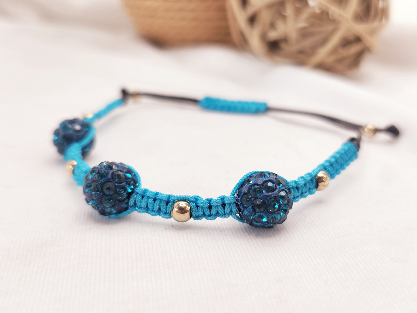 Clay bead bracelets with crystals