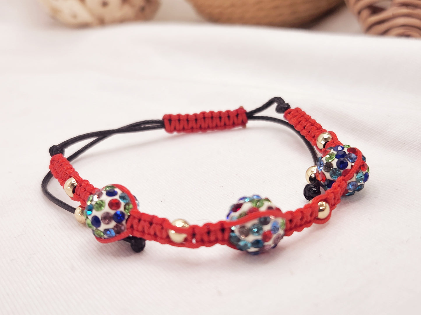 Clay bead bracelets with crystals