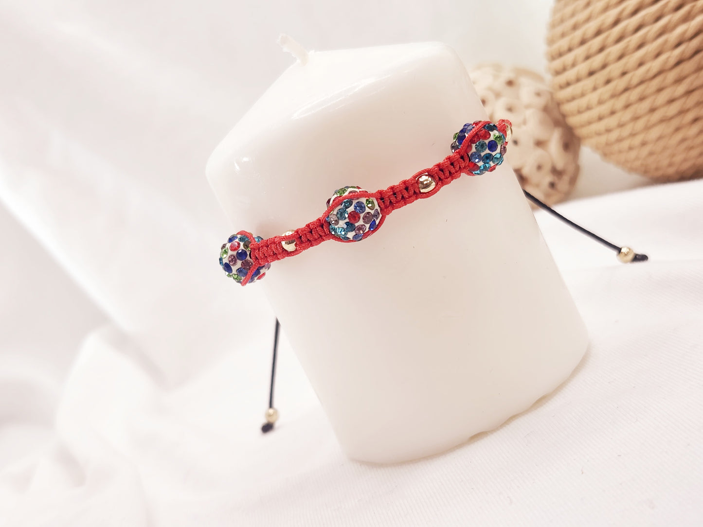 Clay bead bracelets with crystals