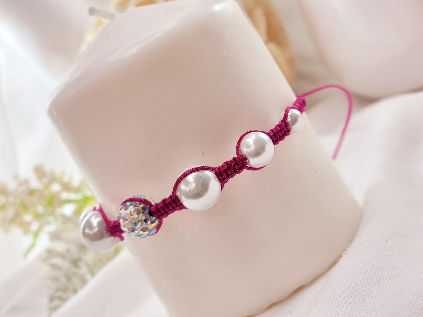 Korean String Bracelet with Imitation Pearl Beads