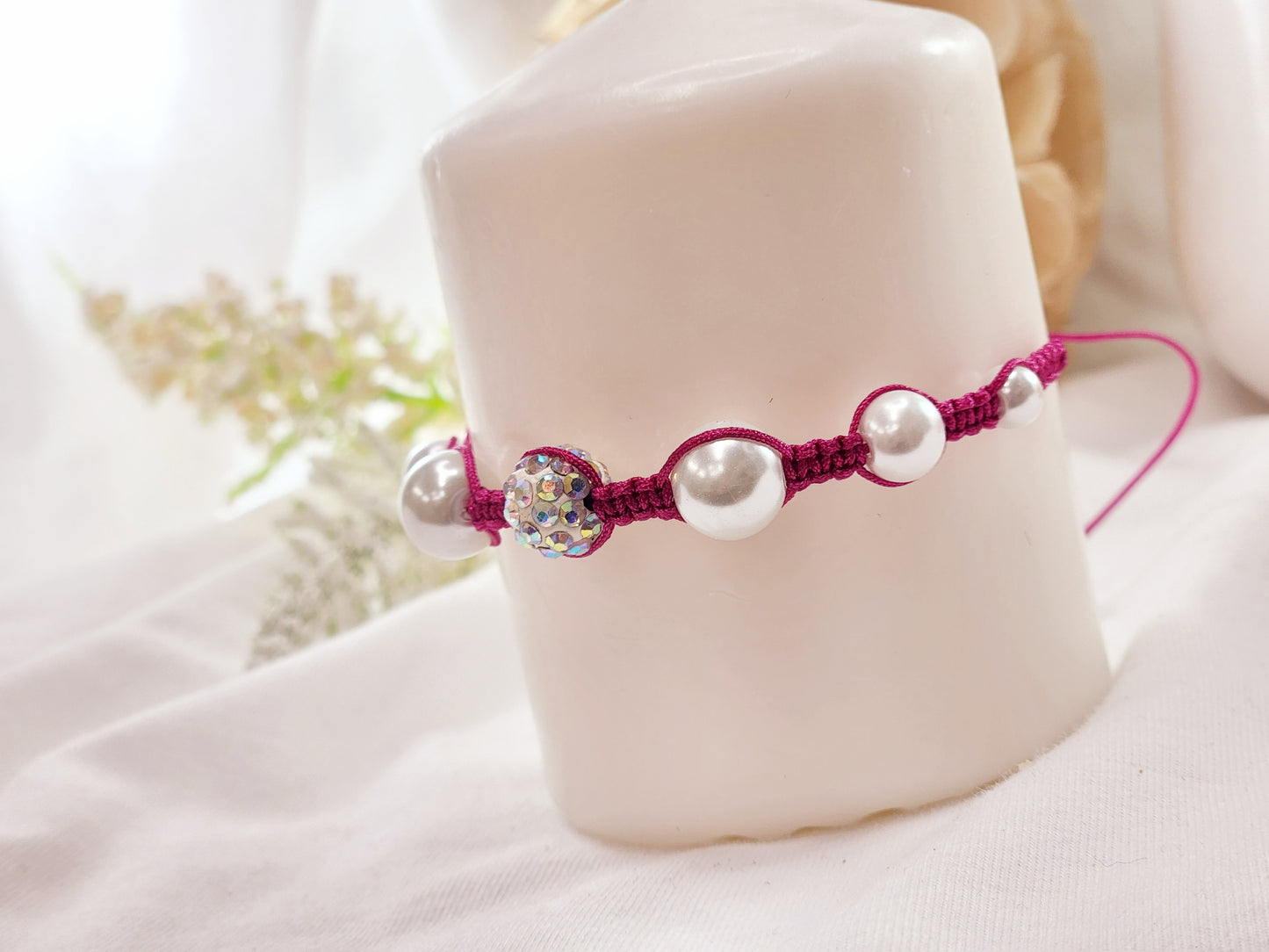 Korean String Bracelet with Imitation Pearl Beads