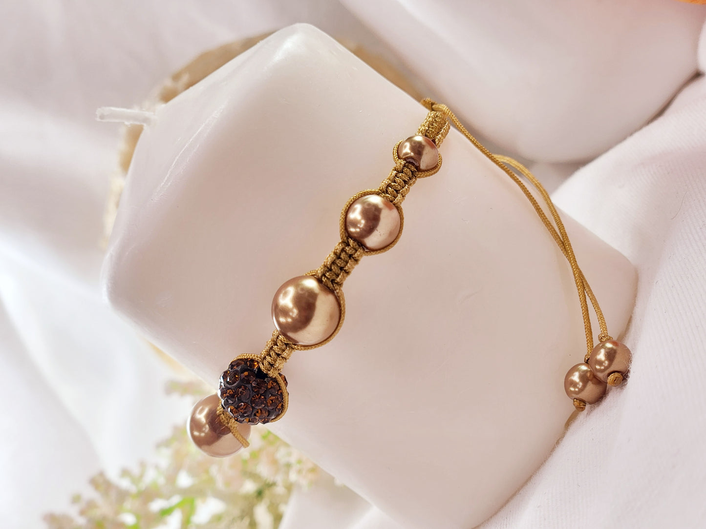 Korean String Bracelet with Imitation Pearl Beads