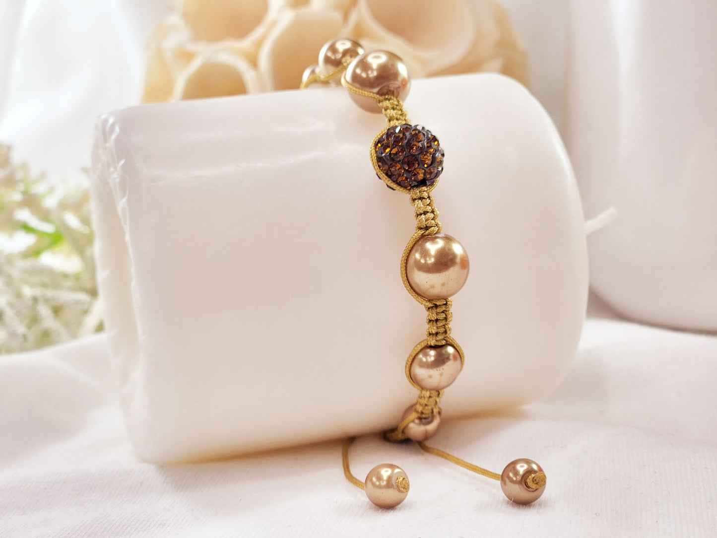 Korean String Bracelet with Imitation Pearl Beads