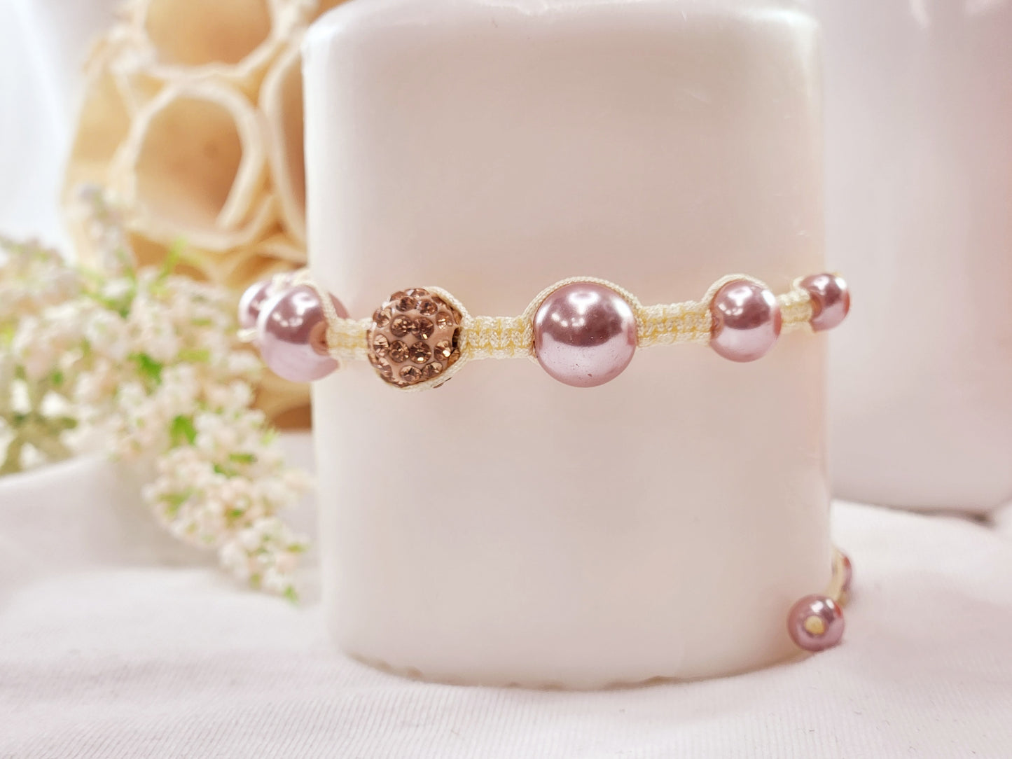 Korean String Bracelet with Imitation Pearl Beads