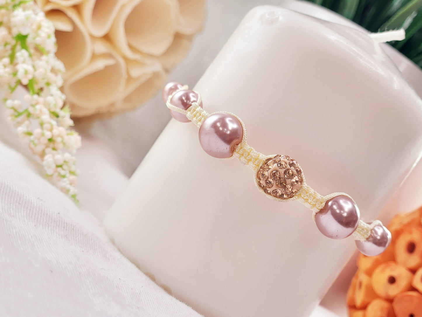 Korean String Bracelet with Imitation Pearl Beads