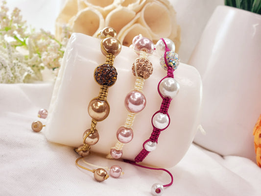 Korean String Bracelet with Imitation Pearl Beads