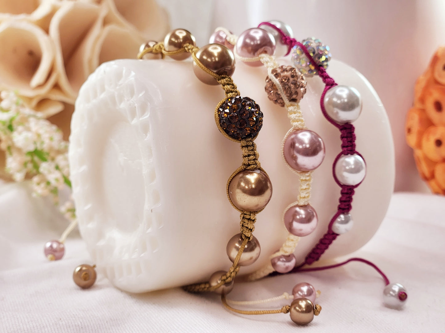 Korean String Bracelet with Imitation Pearl Beads