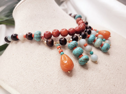 Jade Necklace - Howlite - Wood - Crystals - Jasper