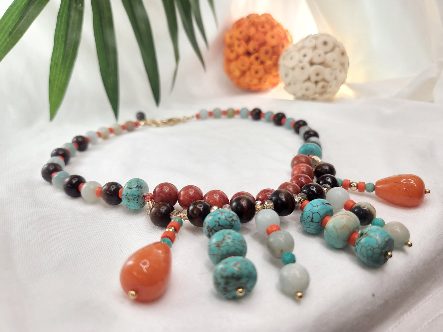 Jade Necklace - Howlite - Wood - Crystals - Jasper