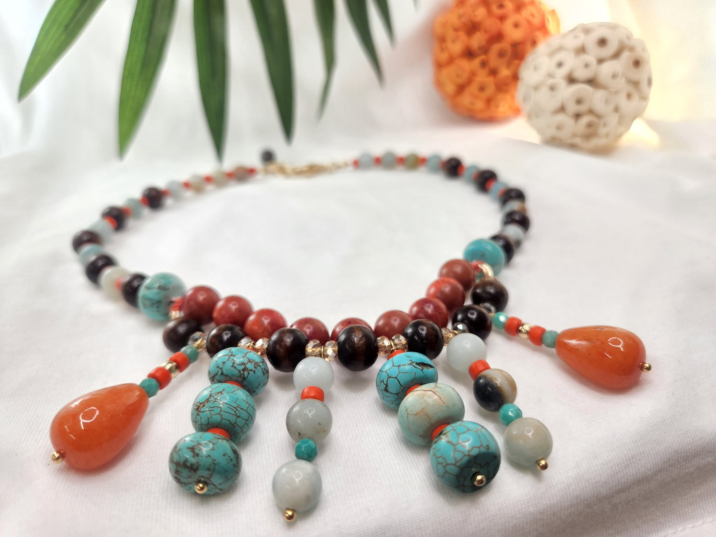 Jade Necklace - Howlite - Wood - Crystals - Jasper