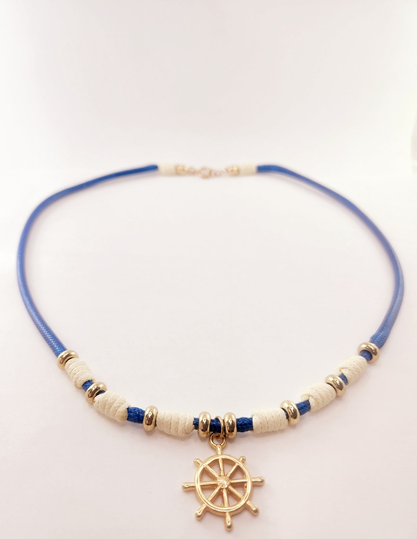 Blue Cord Necklace and Rudder Pendant