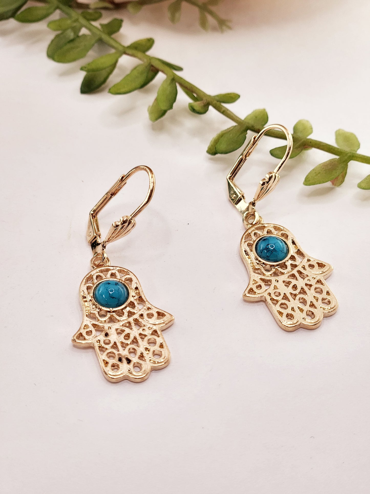 18k Gold Plated Hamsa Earrings