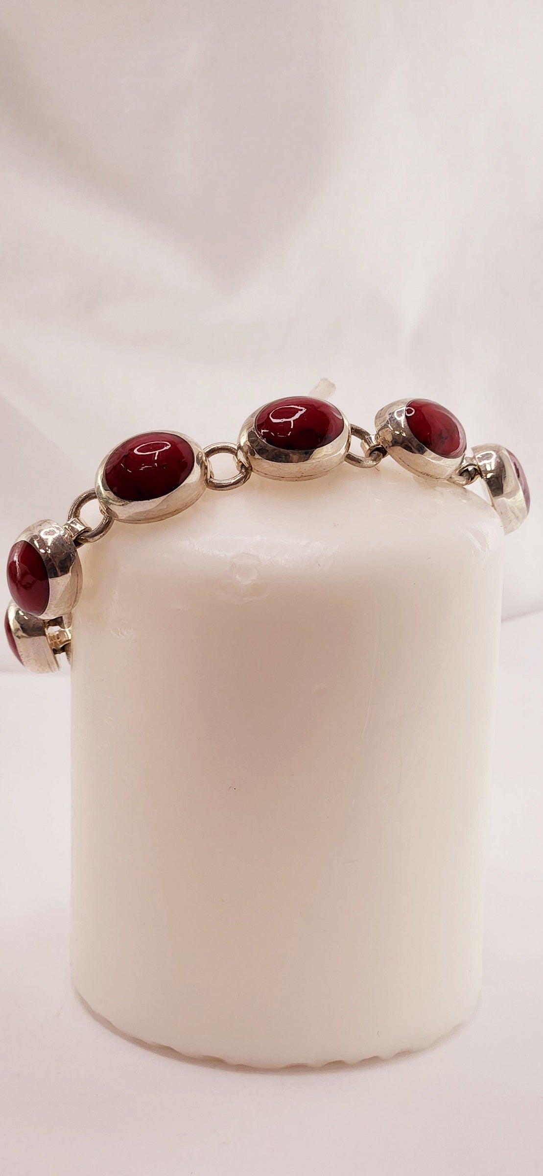 Pulsera Piedra Coral Rojo en Plata 925