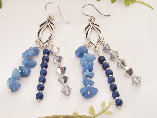 925 Silver Earrings "Blue"