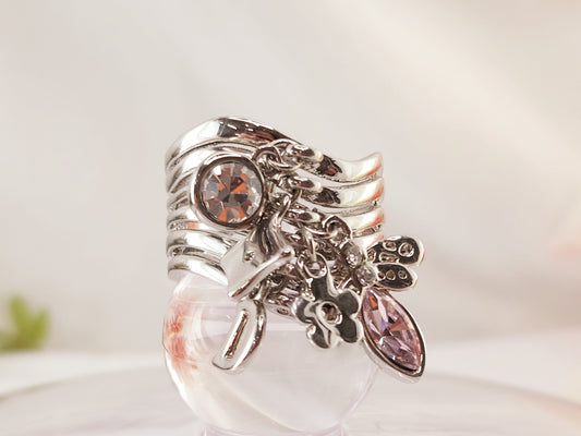 Nina Ring with Dragonfly Charms and Crystals