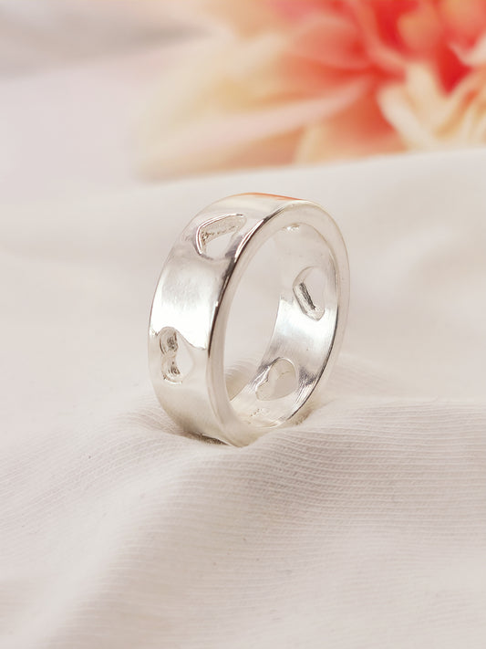 Silver Melon Heart Ring