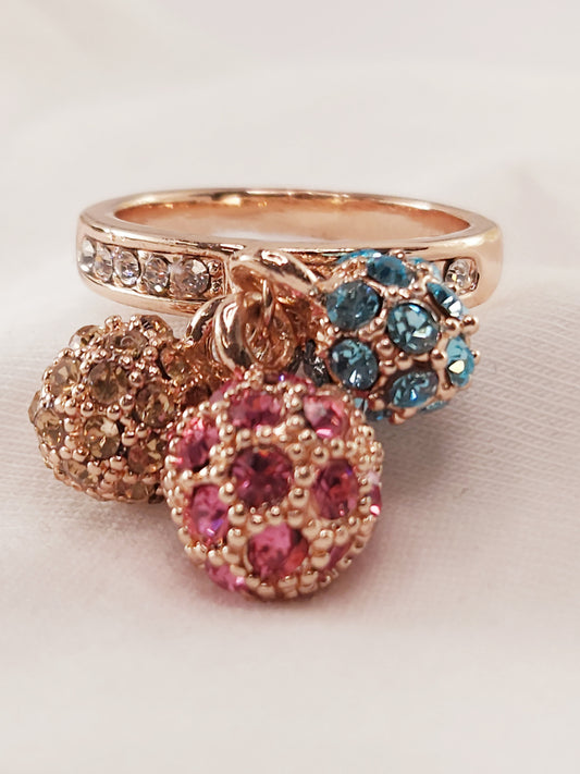 Anillo Alexia Chapado en Oro Rosado con Cristales a Tres Tonos