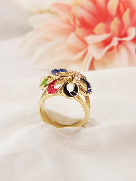 Anillo Jovita con Cristales Bañado en Oro 18k Multicolor