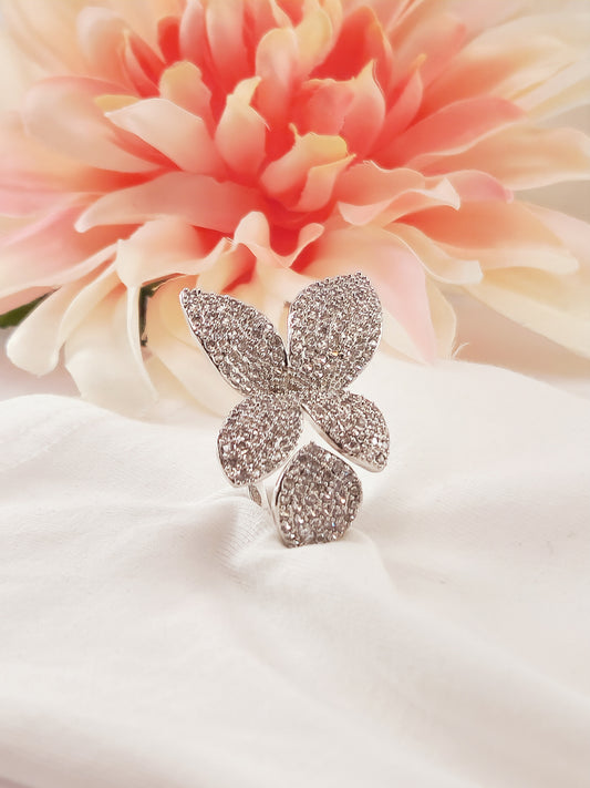 Mayan Flower Butterfly Crystal Ring