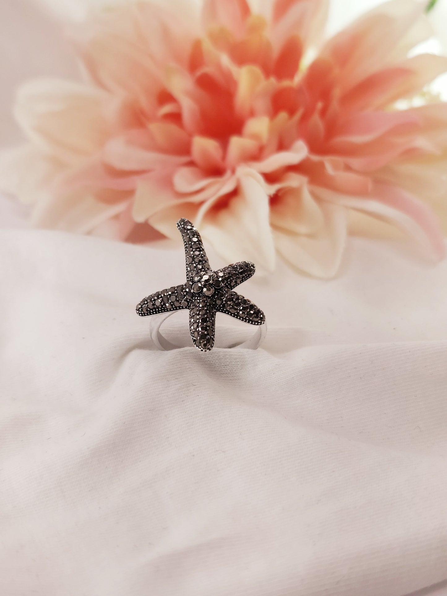 Anillo Sara Plateado Estrella Del Mar Marquesita