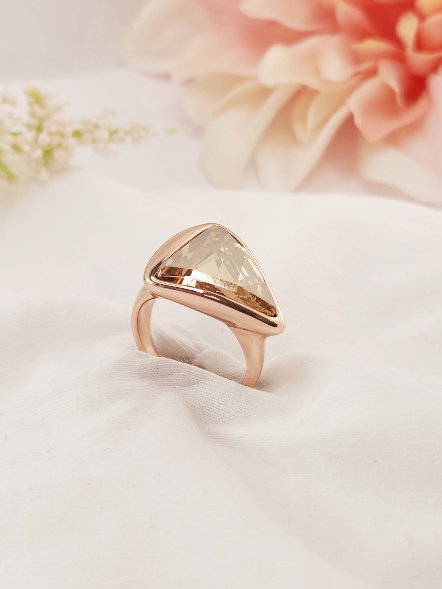 Anillo Belen Chapado en Oro Rosado  con Cristal